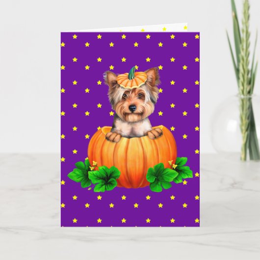 Yorkshire Terrier Halloween Jack-O-Lantern Kaart (Voorkant)