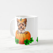 Yorkshire Terrier Halloween Jack-O-Lantern Koffiemok (Voorkant links)