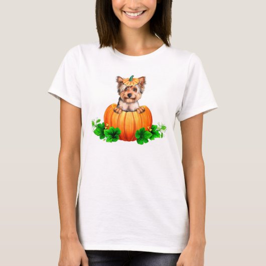 Yorkshire Terrier Halloween Jack-O-Lantern T-shirt (Voorkant)