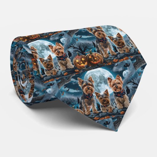 Yorkshire Terrier Halloween Spoken Stropdas (Opgerold)