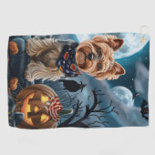 Yorkshire Terrier Halloween Spokengeest Golfhanddoek (Horizontaal)