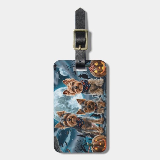 Yorkshire Terrier Halloween Spooky Bagagelabel (Voorkant verticaal)