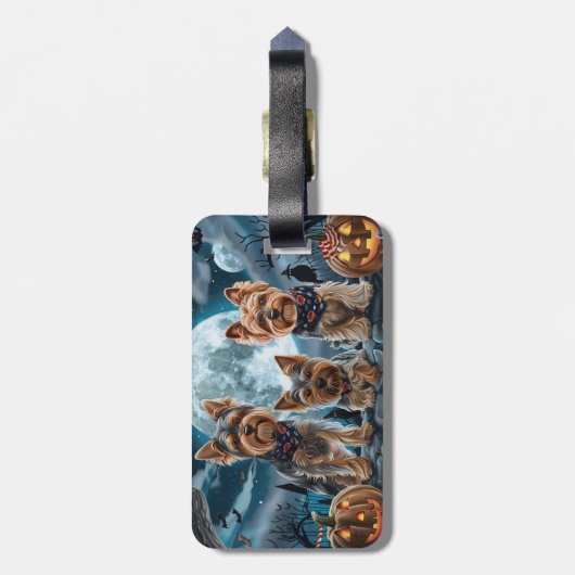 Yorkshire Terrier Halloween Spooky Bagagelabel (Achterkant verticaal)