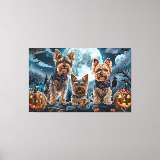 Yorkshire Terrier Halloween Spooky Canvas Afdruk (Voorkant)