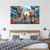 Yorkshire Terrier Halloween Spooky Canvas Afdruk (Insitu (Slaapkamer))