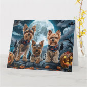 Yorkshire Terrier Halloween Spooky Kaart (Gele Bloem)