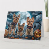Yorkshire Terrier Halloween Spooky Kaart (Voorkant)