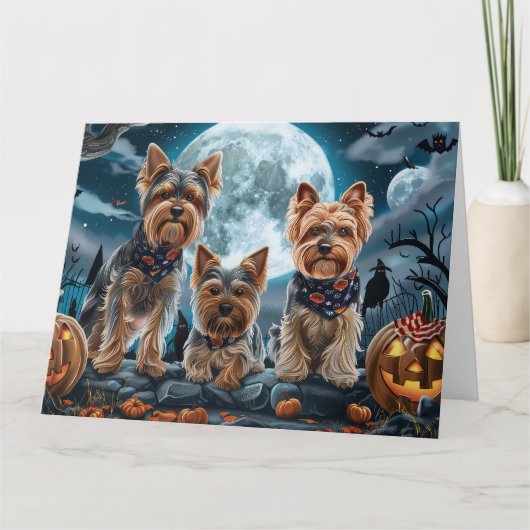 Yorkshire Terrier Halloween Spooky Kaart (Voorkant)