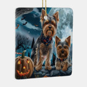 Yorkshire Terrier Halloween Spooky Keramisch Ornament (Rechts)