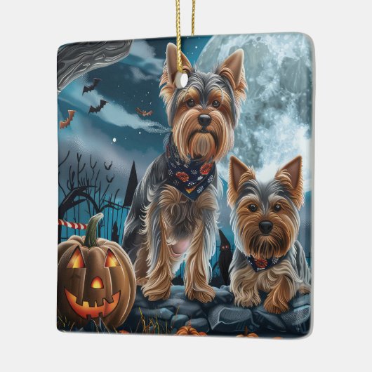Yorkshire Terrier Halloween Spooky Keramisch Ornament (Links)