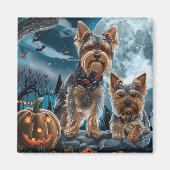 Yorkshire Terrier Halloween Spooky Magneet (Voorkant)