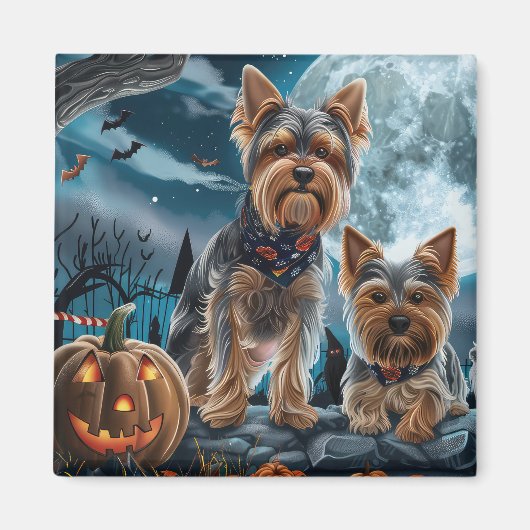 Yorkshire Terrier Halloween Spooky Magneet (Voorkant)