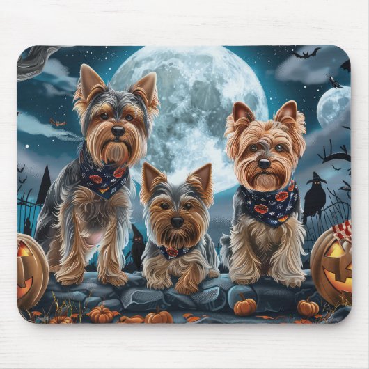 Yorkshire Terrier Halloween Spooky Muismat (Voorkant)