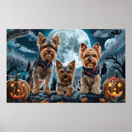 Yorkshire Terrier Halloween Spooky Poster (Voorkant)