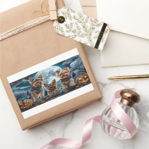 Yorkshire Terrier Halloween Spooky Rechthoekige Sticker