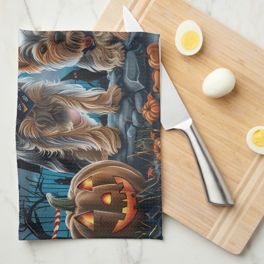 Yorkshire Terrier Halloween Spooky Theedoek (Quarter Fold)