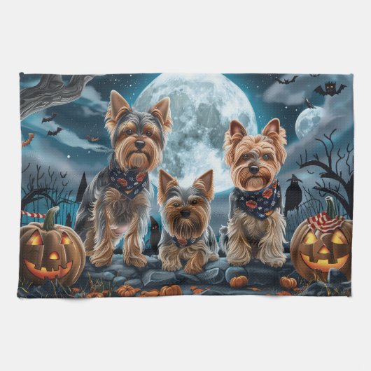 Yorkshire Terrier Halloween Spooky Theedoek (Horizontaal)