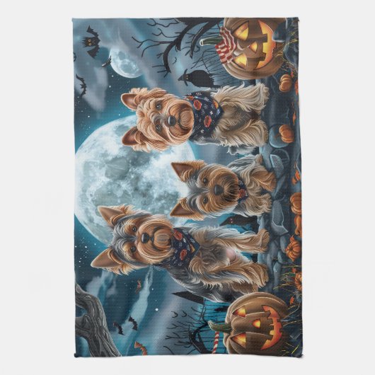 Yorkshire Terrier Halloween Spooky Theedoek (Verticaal)