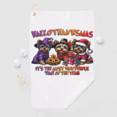 Yorkshire Terrier Halloween Thanksgiving Christmas Golfhanddoek (Insitu)