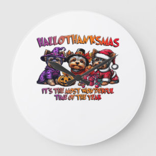 Yorkshire Terrier Halloween Thanksgiving Christmas Grote Klok