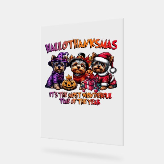 Yorkshire Terrier Halloween Thanksgiving Kerst Acryl Bord (Hoek)