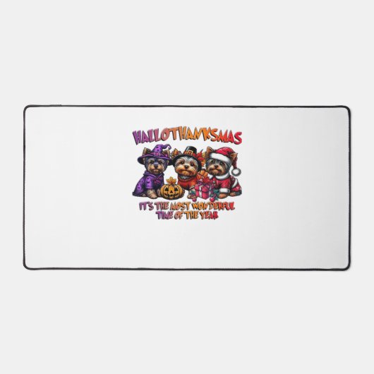 Yorkshire Terrier Halloween Thanksgiving Kerst Bureaumat (Voorkant)