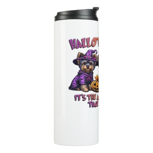 Yorkshire Terrier Halloween Thanksgiving Kerst Thermosbeker (Gedraaid links)