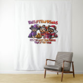 Yorkshire Terrier Halloween Thanksgiving Kerst Wandkleed (In situ)
