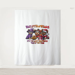 Yorkshire Terrier Halloween Thanksgiving Kerst Wandkleed