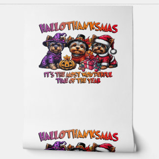 Yorkshire Terrier Halloween Thanksgiving Kerstmis Behang