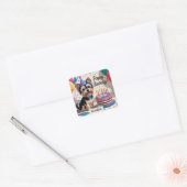 Yorkshire Terrier Happy Birthday Vierkante Sticker (Envelop)