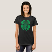 Yorkshire Terrier Head Green Shamrock Saint Patric T-shirt (Voorkant volledig)