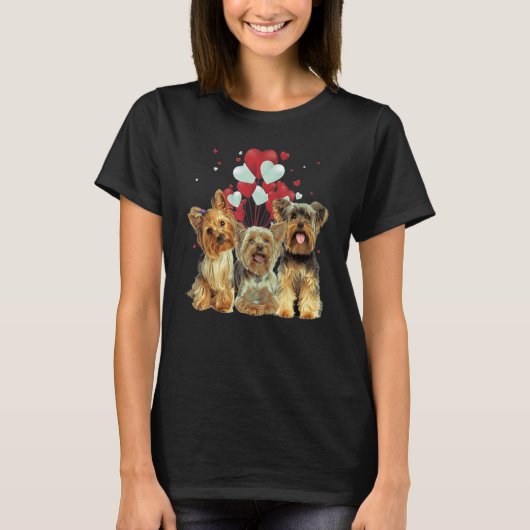 Yorkshire Terrier Heart Love Valentine Balloon T-shirt (Voorkant)