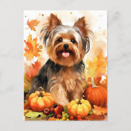 Yorkshire Terrier Herfst Dankzegging  Briefkaart