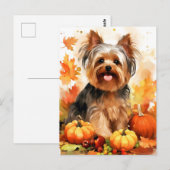 Yorkshire Terrier Herfst Dankzegging  Briefkaart (Voorkant / Achterkant)