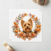 Yorkshire Terrier Herfst Notitiekaartje (Voorkant / Achterkant in situ)
