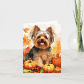 Yorkshire Terrier Herfst Thanksgiving Kaart (Voorkant)