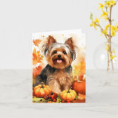 Yorkshire Terrier Herfst Thanksgiving Kaart (Gele Bloem)