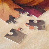 Yorkshire Terrier Herfstbladeren Thanksgiving Kuns Legpuzzel (Zijkant)