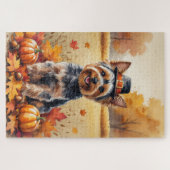 Yorkshire Terrier Herfstbladeren Thanksgiving Kuns Legpuzzel (Horizontaal)