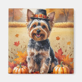 Yorkshire Terrier Herfstbladeren Thanksgiving Kuns Magneet (Voorkant)