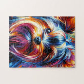 Yorkshire Terrier Hond Acryl Print | Kleurrijk Legpuzzel (Horizontaal)