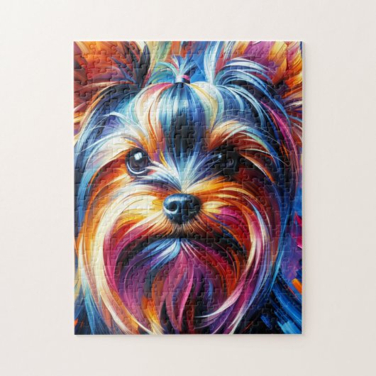 Yorkshire Terrier Hond Acryl Print | Kleurrijk Legpuzzel (Verticaal)