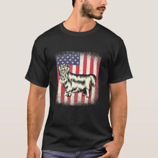 Yorkshire Terrier Hond Amerikaanse vlag Patriottis T-shirt