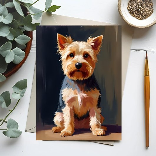 Yorkshire Terrier Hond Dieren Schilderij Briefkaart