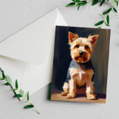 Yorkshire Terrier Hond Dieren Schilderij Briefkaart