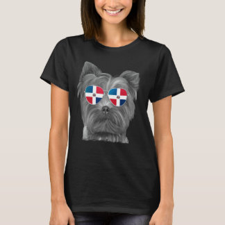 Yorkshire Terrier Hond Dominicaanse Vlag Zonnebril T-shirt