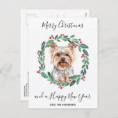 Yorkshire Terrier Hond Elegant Vrolijk Kerstfeest Feestdagenkaart (Voorkant / Achterkant)