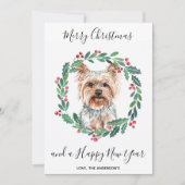 Yorkshire Terrier Hond Elegant Vrolijk Kerstfeest Feestdagenkaart (Voorkant)