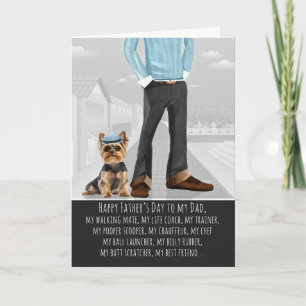 Yorkshire Terrier Hond en Vader Grappige Vaderdag Feestdagen Kaart